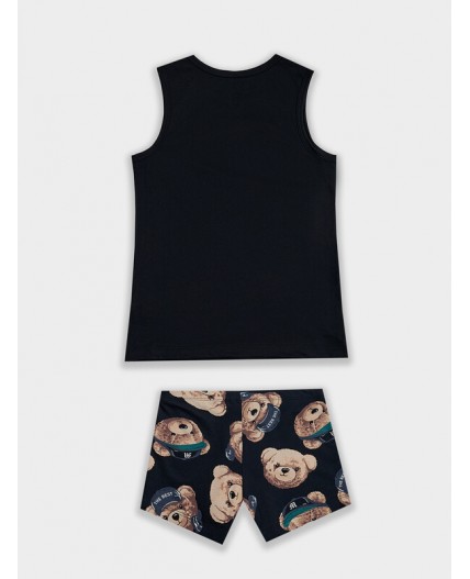 Комплект черный +мишки на неви