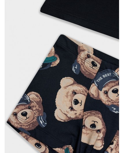 Комплект черный +мишки на неви