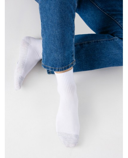Носки белый /св.серый меланж