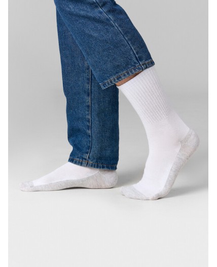 Носки белый /св.серый меланж