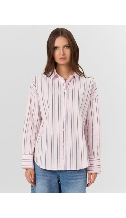Рубашка полоска на вишневом пуддинге