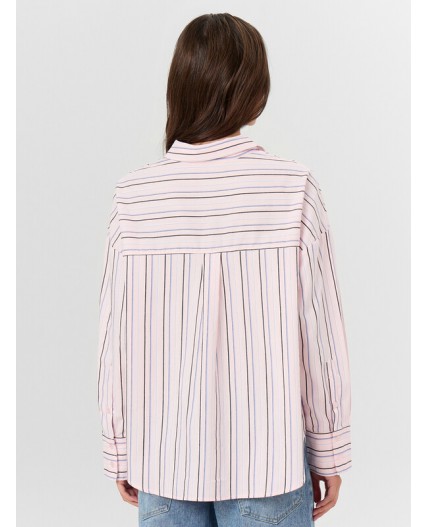 Рубашка полоска на вишневом пуддинге