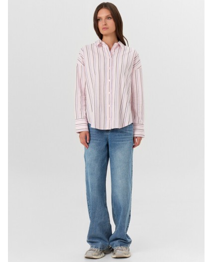 Рубашка полоска на вишневом пуддинге