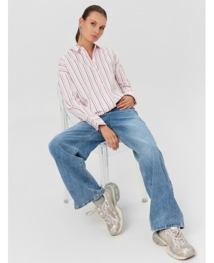 Рубашка полоска на вишневом пуддинге