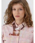 Рубашка розовая клетка из патчей