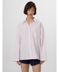 Рубашка бело -лиловые полосы на розовом облаке