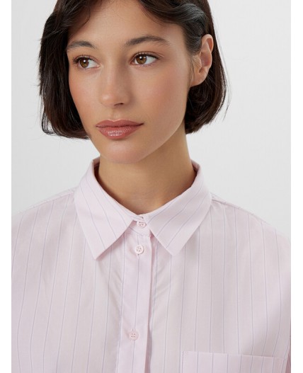 Рубашка бело -лиловые полосы на розовом облаке