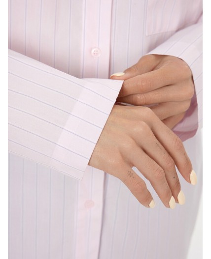 Рубашка бело -лиловые полосы на розовом облаке