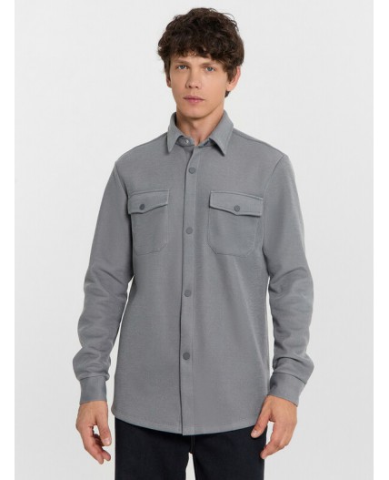Рубашка двухцветный т.серый