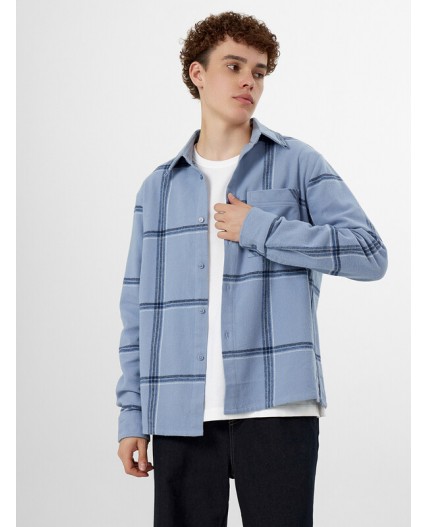 Рубашка голубая клетка