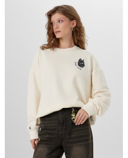 Свитшот молочный +печать2