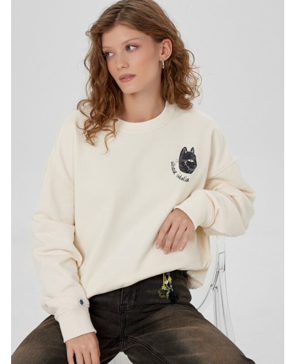 Свитшот молочный +печать2