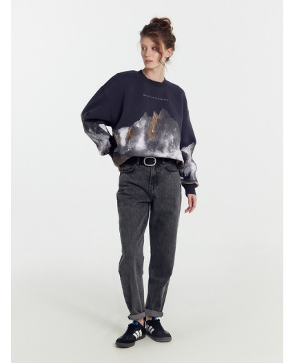 Свитшот графит +печать