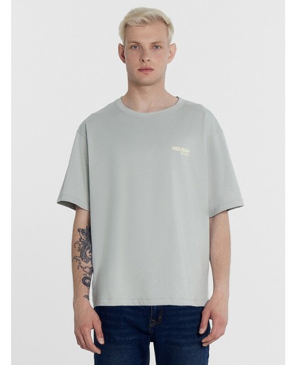 Футболка серый мираж +печать