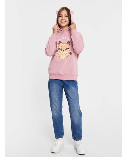 Худи пыльный розовый +печать