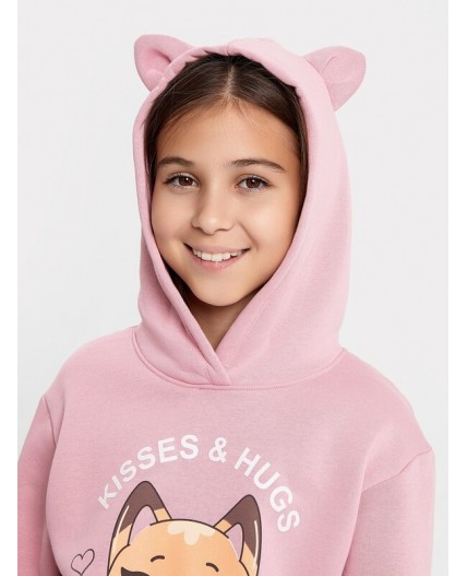 Худи пыльный розовый +печать