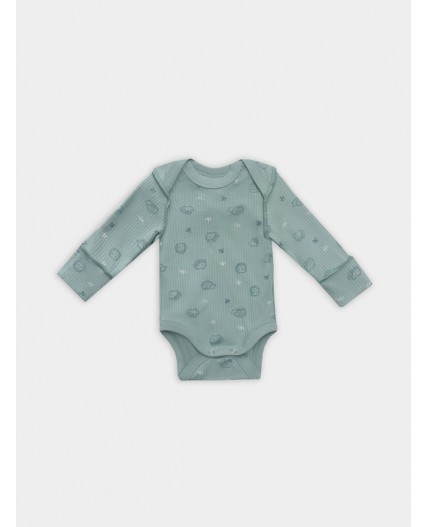 Боди звездно-белый +ежики на мяте +золотой мед