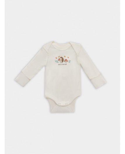 Боди звездно-белый +ежики на мяте +золотой мед