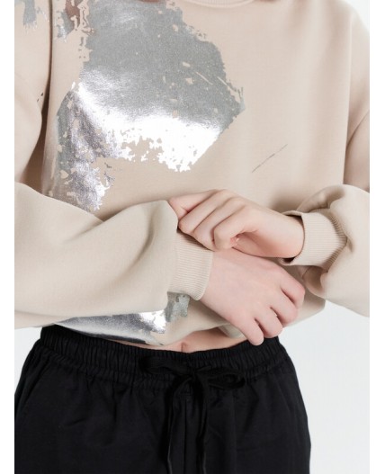 Джемпер белый песок +печать