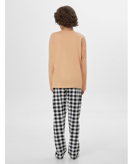 Комплект персик ++ч/б клетка