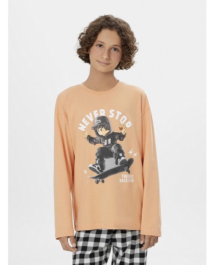 Комплект персик ++ч/б клетка