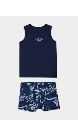 Комплект т.синий +граффити на т.синем