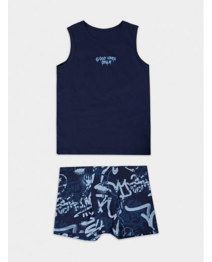 Комплект т.синий +граффити на т.синем