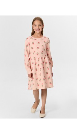 Платье тюльпаны на розовом