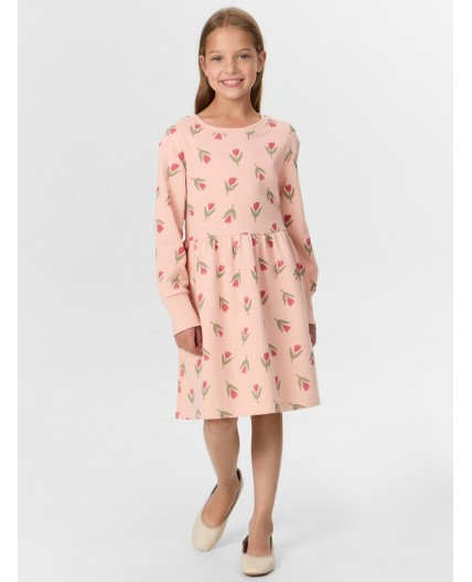 Платье тюльпаны на розовом