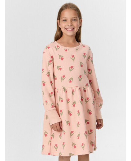 Платье тюльпаны на розовом