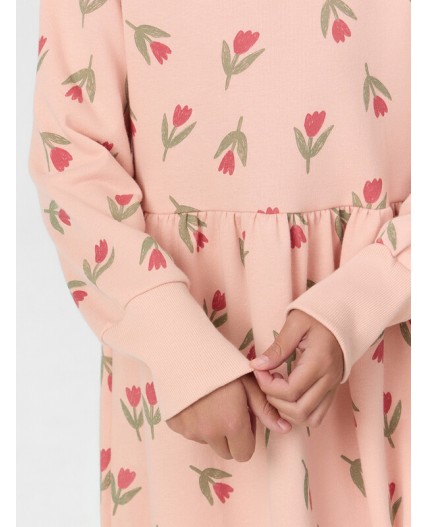 Платье тюльпаны на розовом