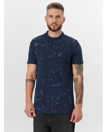 Футболка мелкий узор на т.синем