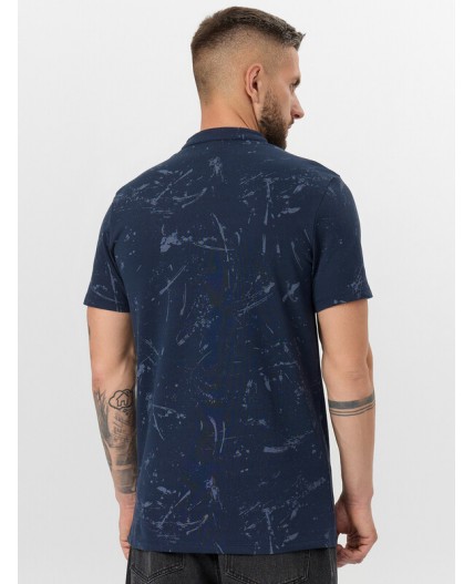 Футболка мелкий узор на т.синем