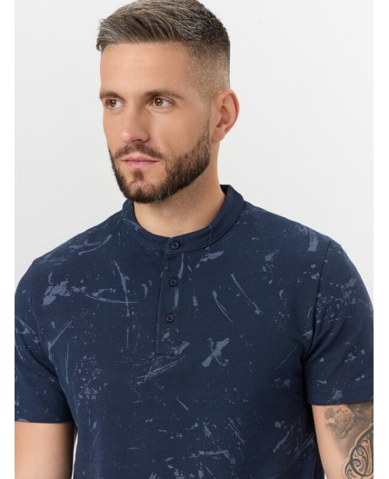 Футболка мелкий узор на т.синем