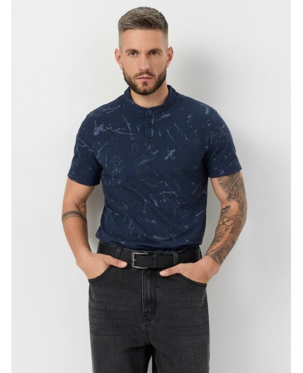 Футболка мелкий узор на т.синем