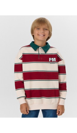 Свитшот молочно -красная полоска