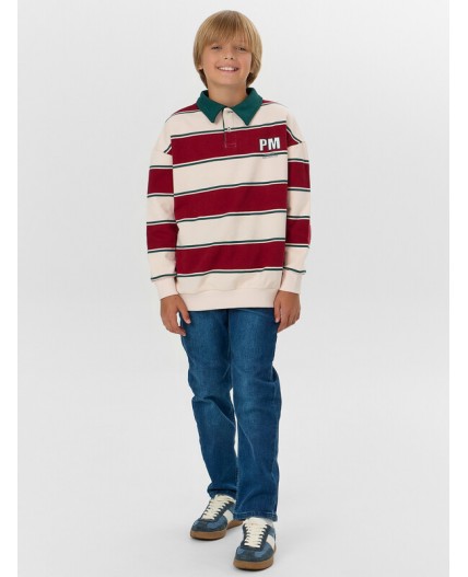 Свитшот молочно -красная полоска