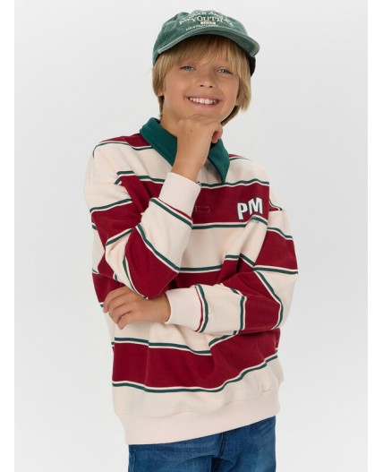 Свитшот молочно -красная полоска
