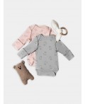 Боди котики на розовом +альпаки на сером