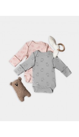 Боди котики на розовом +альпаки на сером