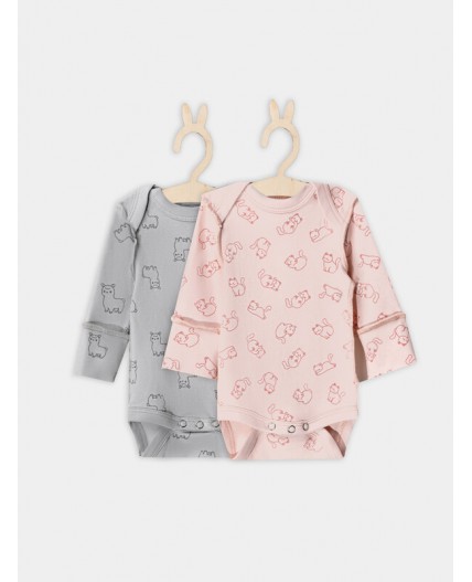 Боди котики на розовом +альпаки на сером