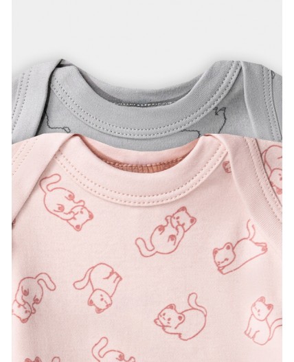 Боди котики на розовом +альпаки на сером