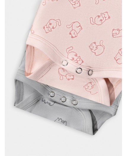 Боди котики на розовом +альпаки на сером