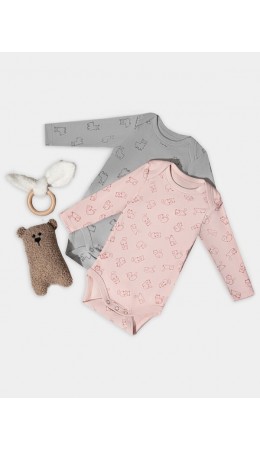 Боди котики на розовом +альпаки на сером