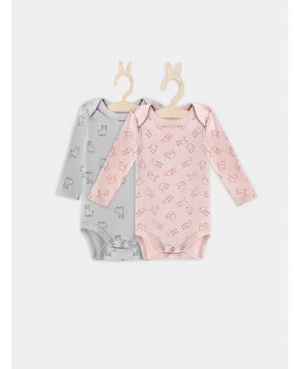 Боди котики на розовом +альпаки на сером