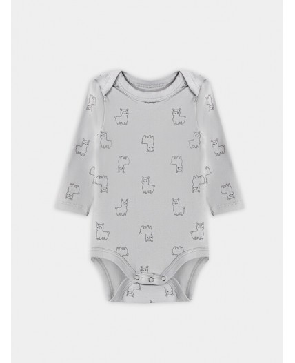 Боди котики на розовом +альпаки на сером