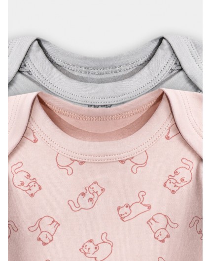 Боди котики на розовом +альпаки на сером