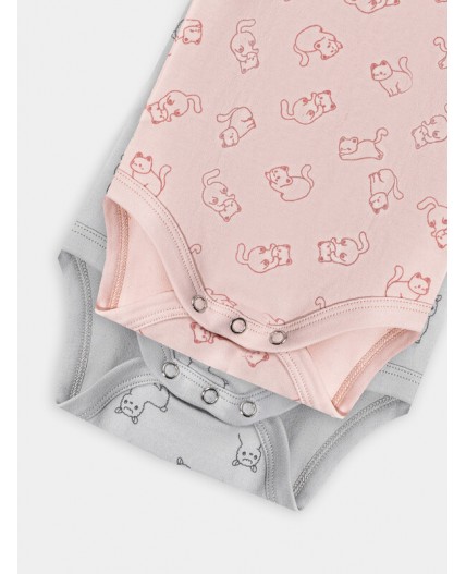 Боди котики на розовом +альпаки на сером