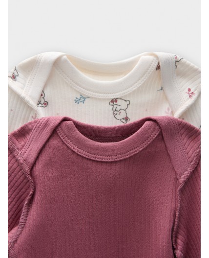 Боди зайчики на зв.белом +дымчатая роза