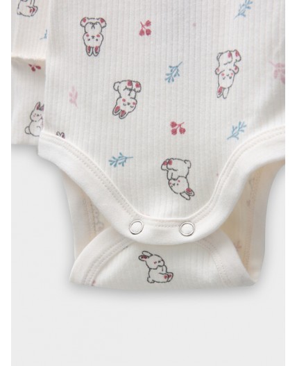 Боди зайчики на зв.белом +дымчатая роза